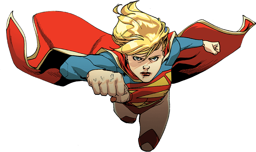 Supergirl Flying Action Illustration PNG