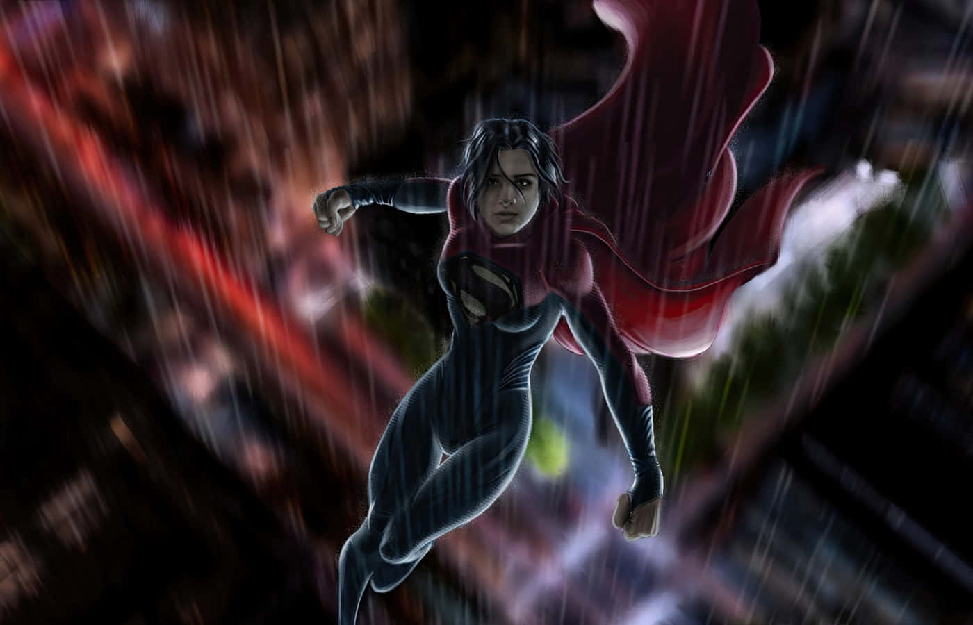 Supergirl Flying Artwork Sasha Calle Wallpaper