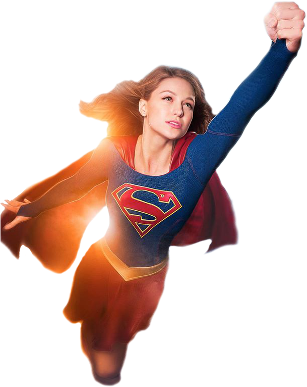 Supergirl Flying Heroic Pose PNG