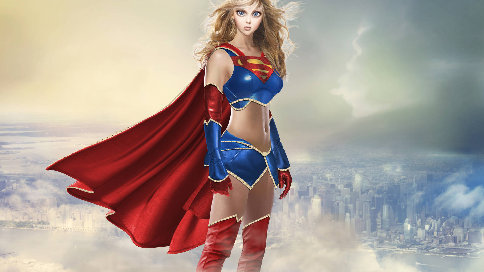 Supergirl In Misty City Wallpaper