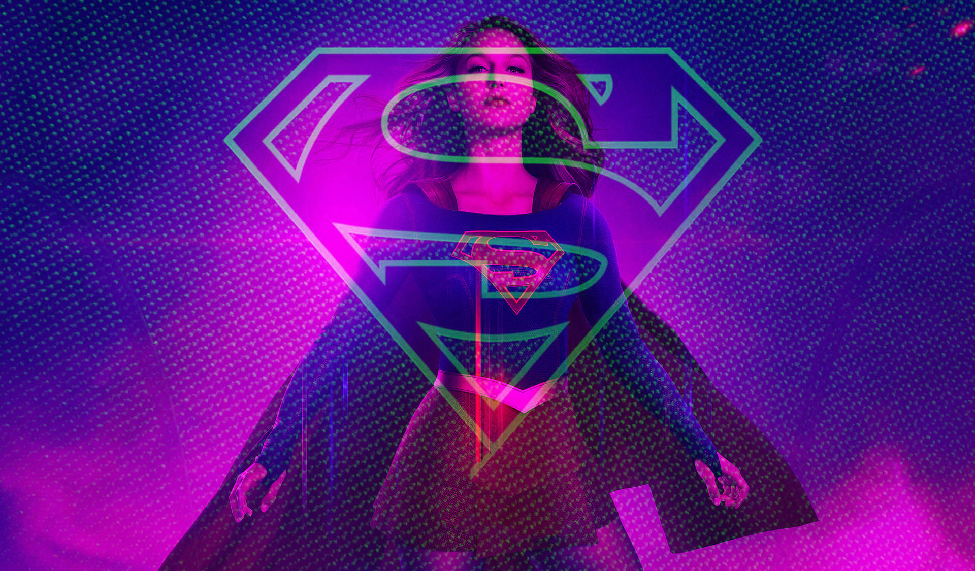 Supergirl In Neon Aesthetic Background