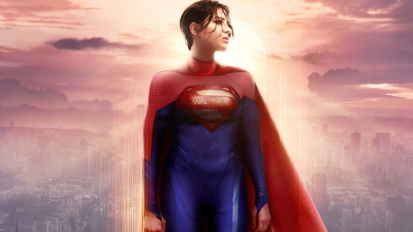 Supergirl Sasha Calle Cityscape Backdrop Wallpaper