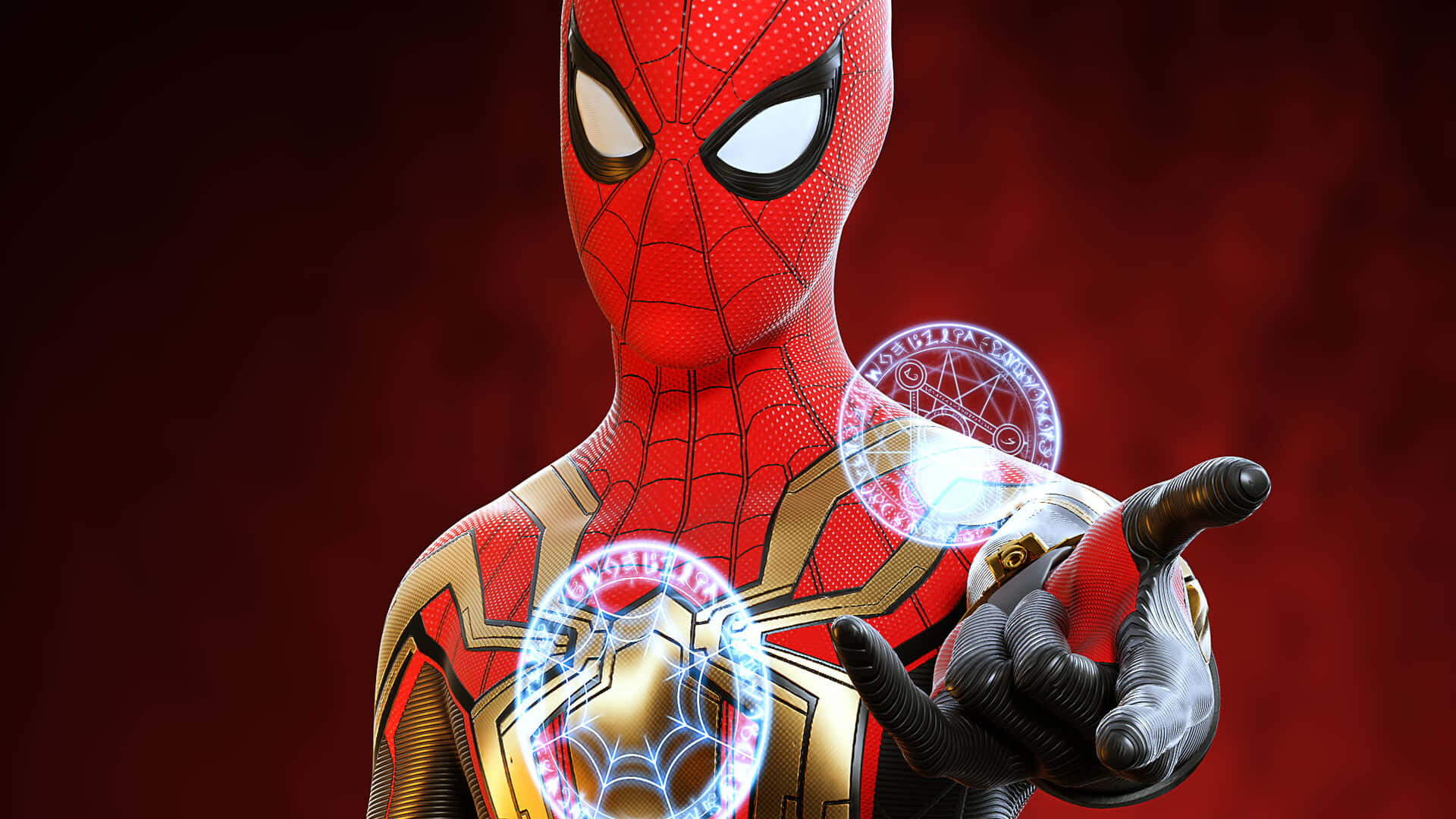 Spiderman,il Supereroe, Con Uno Sfondo Rosso Scuro.