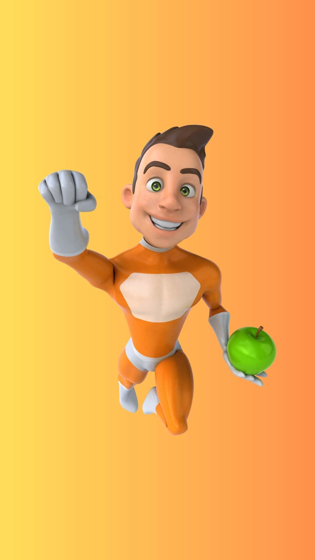 Hintergrundmit Superheld In Orangem Und Weißem Anzug