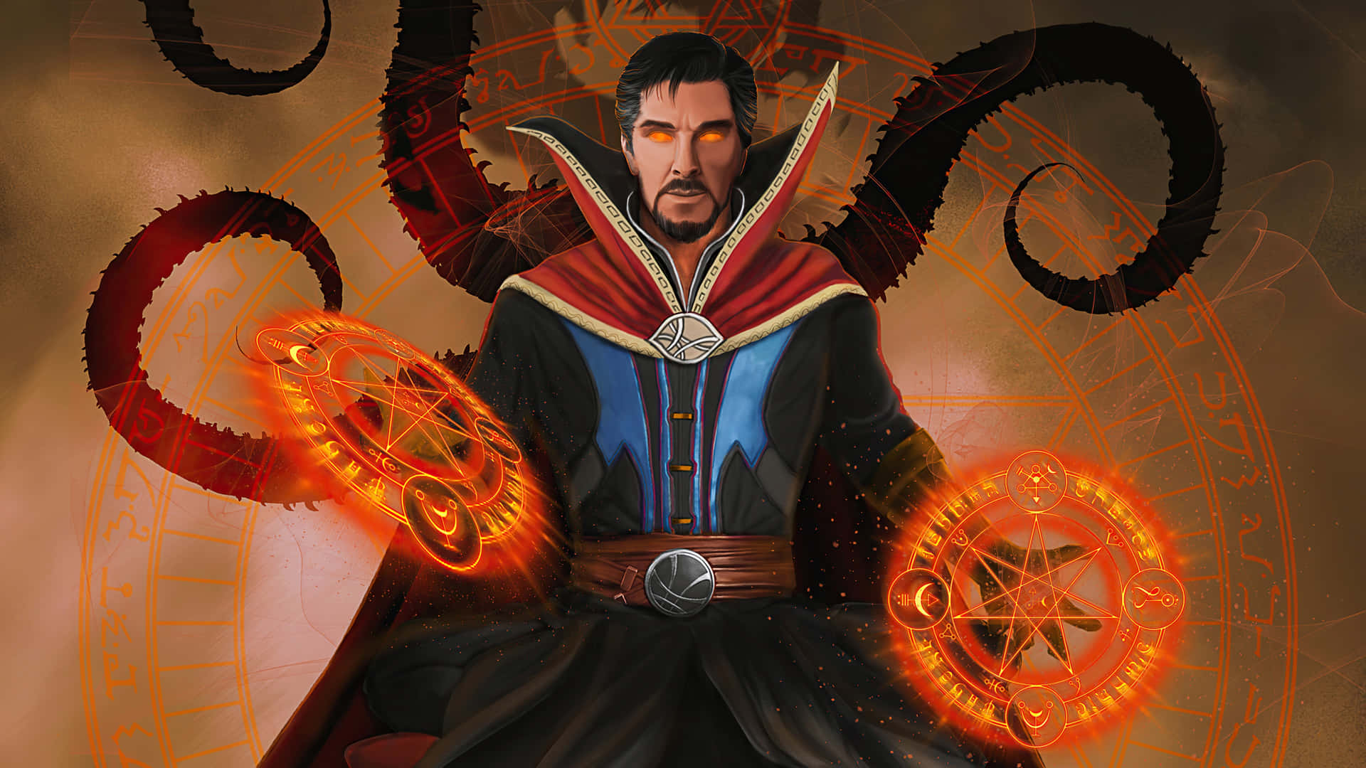 Superhero Doctor Strange With Magic Circle Background