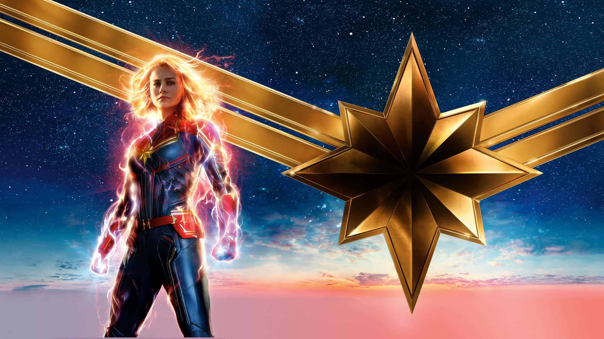 Kvinnligsuperhjälte Captain Marvel Bakgrundsbild.