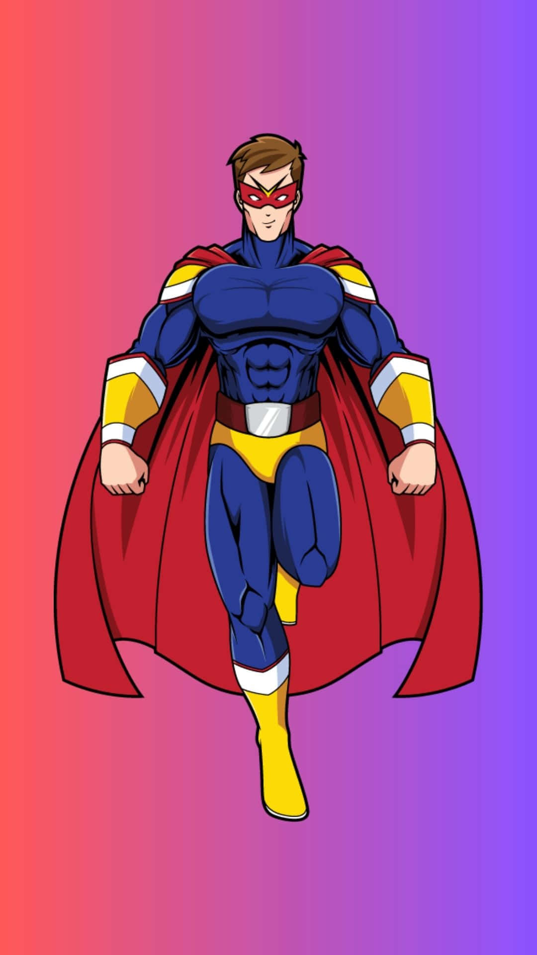 Masked Superhero In Blue Costume Background