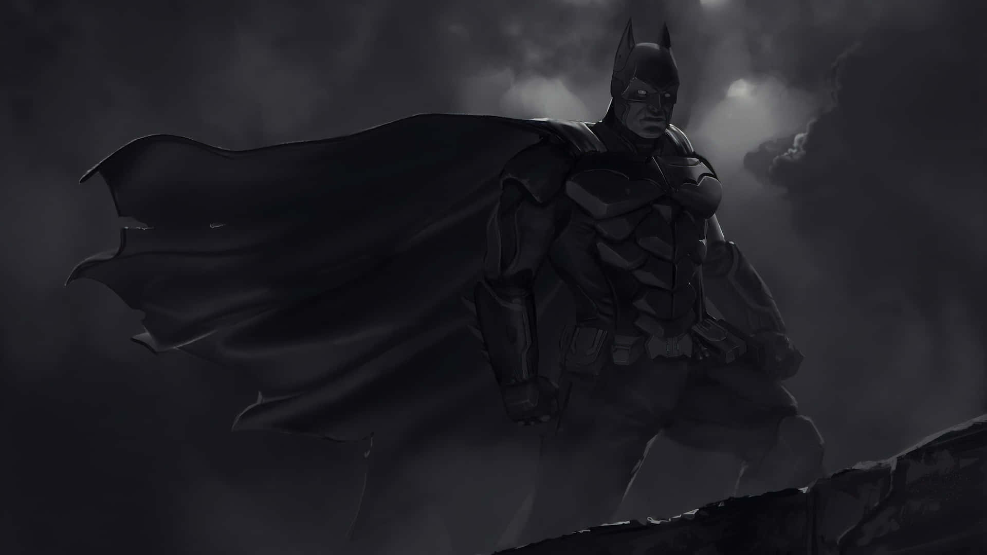 Iconic Superhero Batman Grayscale In Background