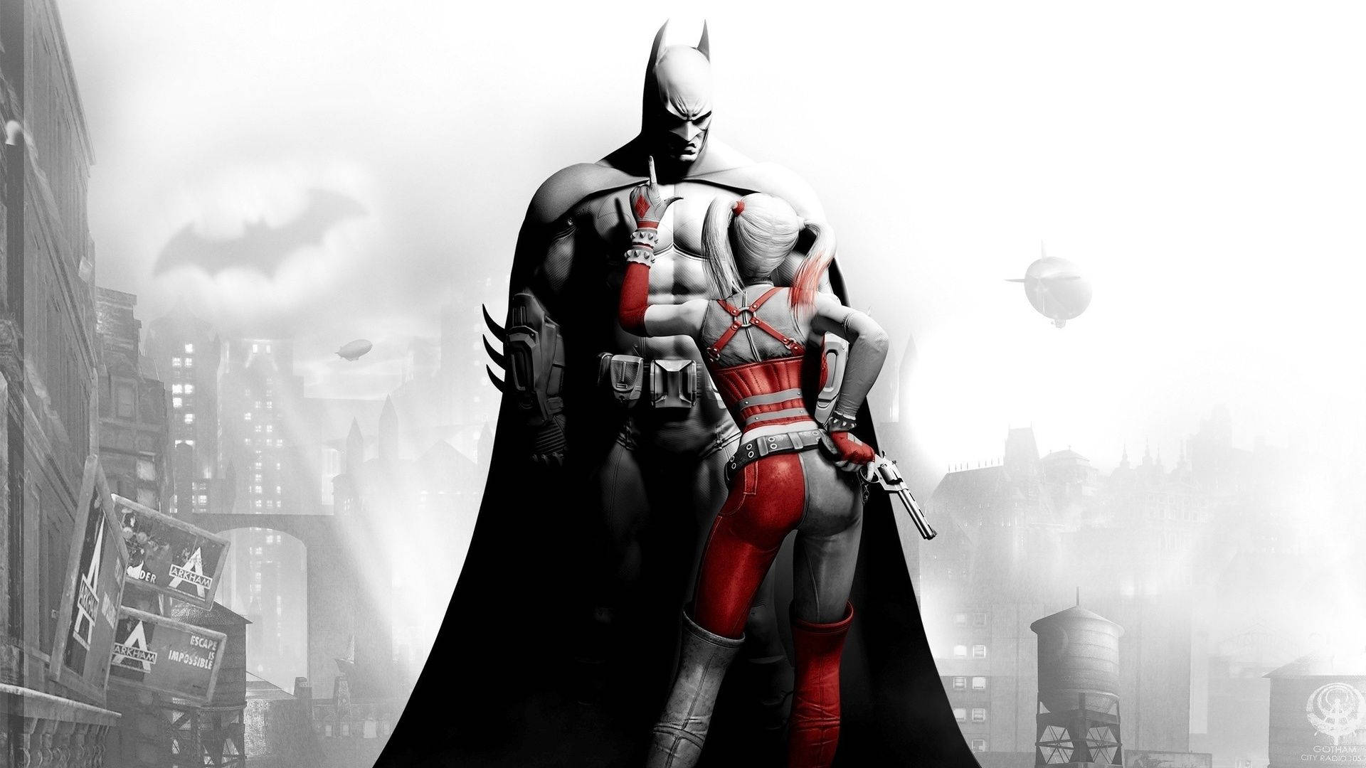 Batman and Harley Quinn join forces to eliminate evil. Wallpaper