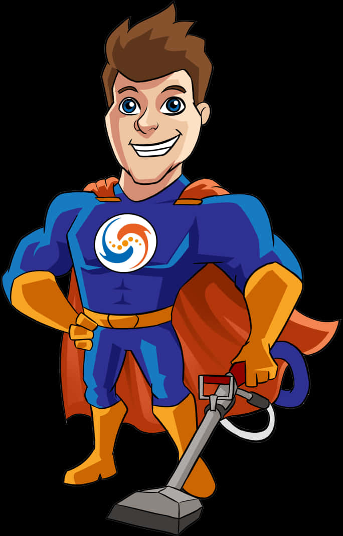 Superhero Cleaner Cartoon Character PNG