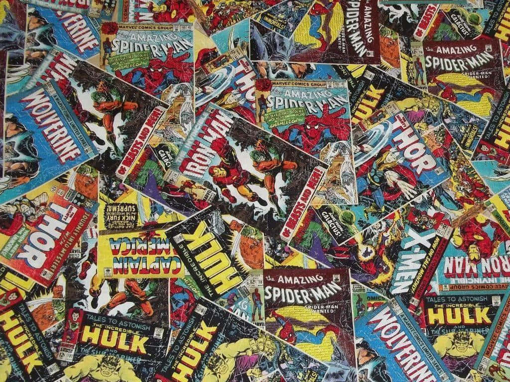Serietidningarav Superhjältecollage. Wallpaper