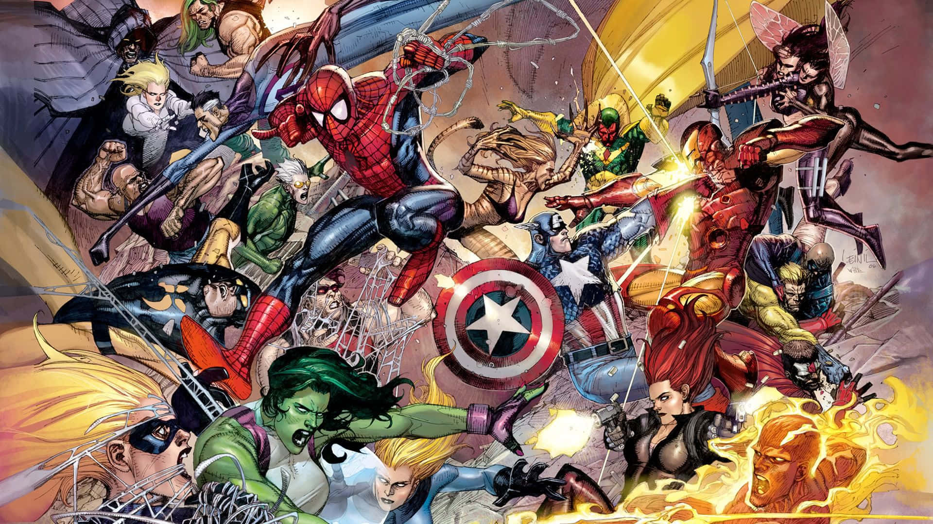 Marvel Villains And Superhero Collage Wallpaper