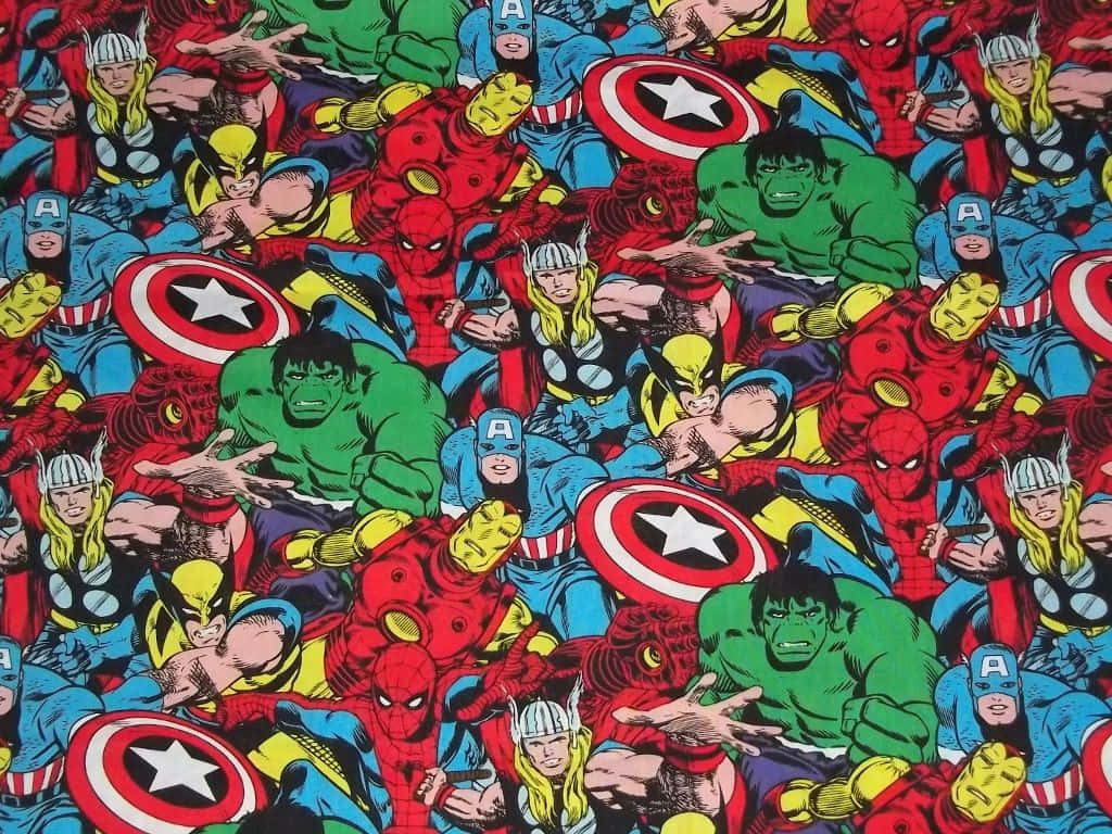 Marvel Superhero Collage Pattern Wallpaper