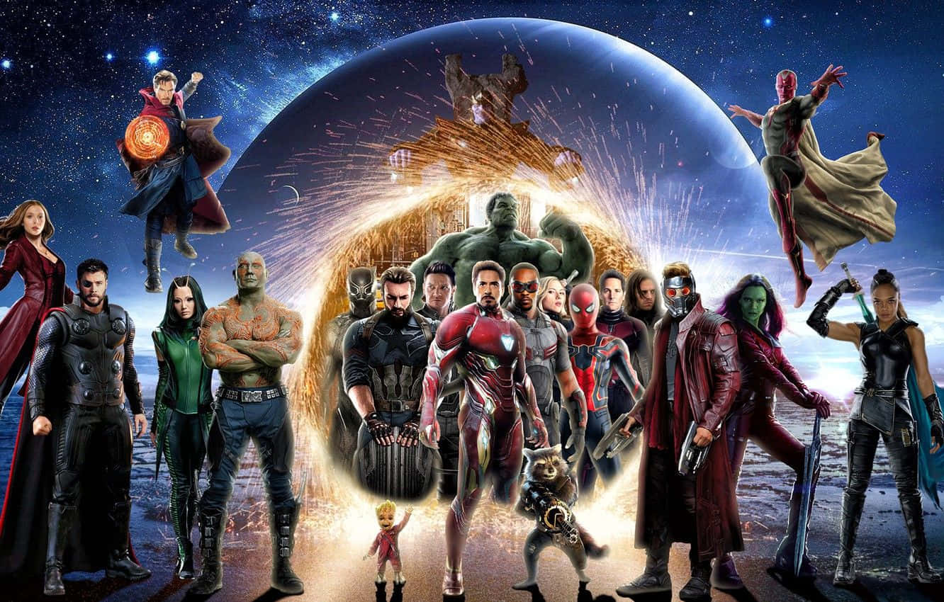 Gruppen af Avengers Superhelte Collage Wallpaper