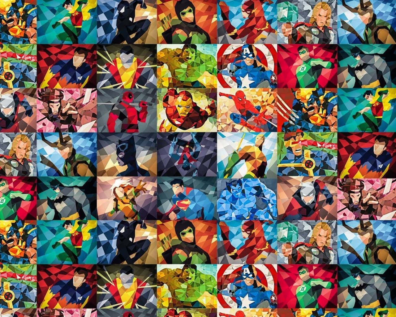 Geometric Art Superhero Collage Wallpaper