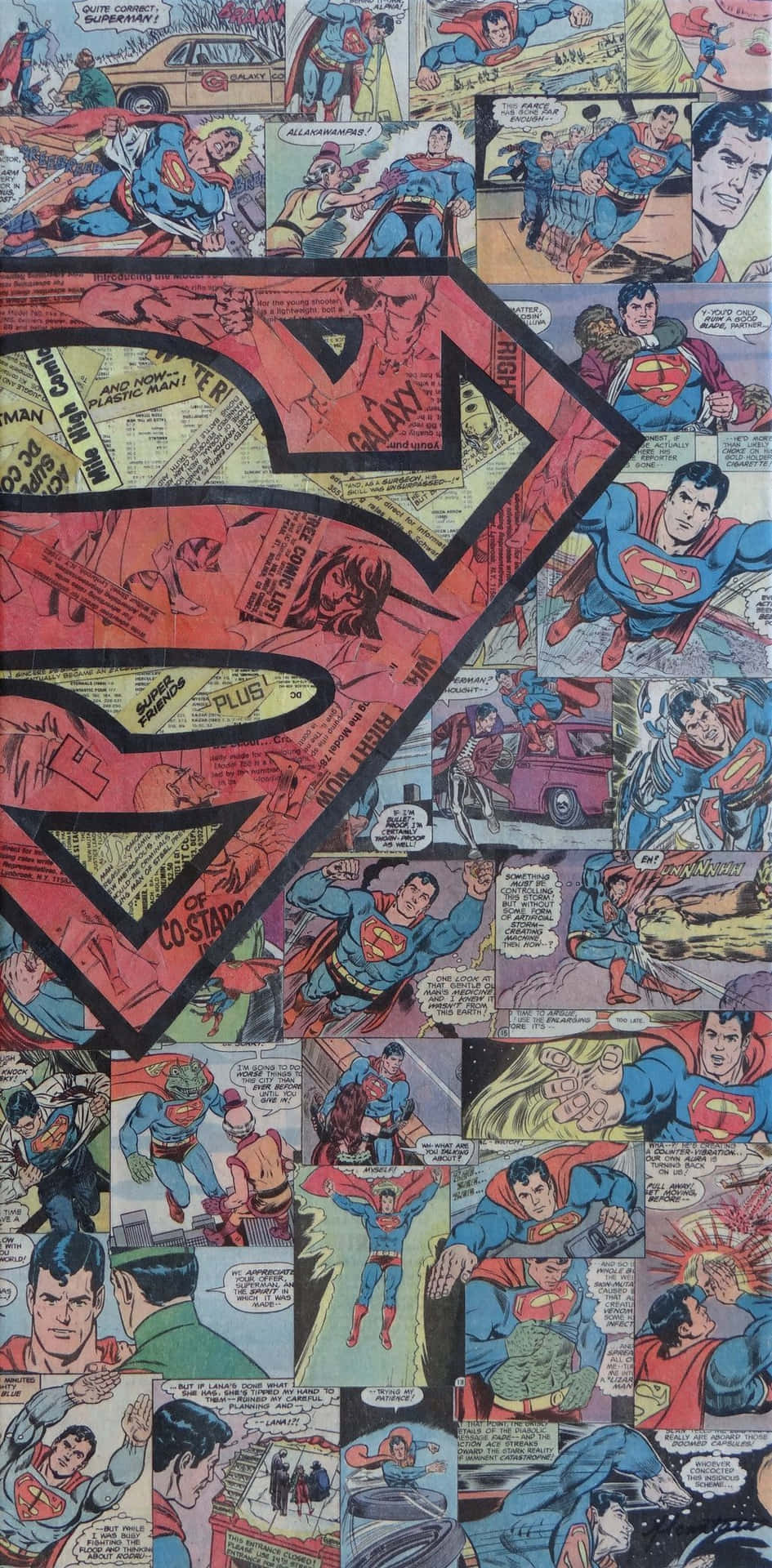 Supermanil Collage Del Supereroe Sfondo