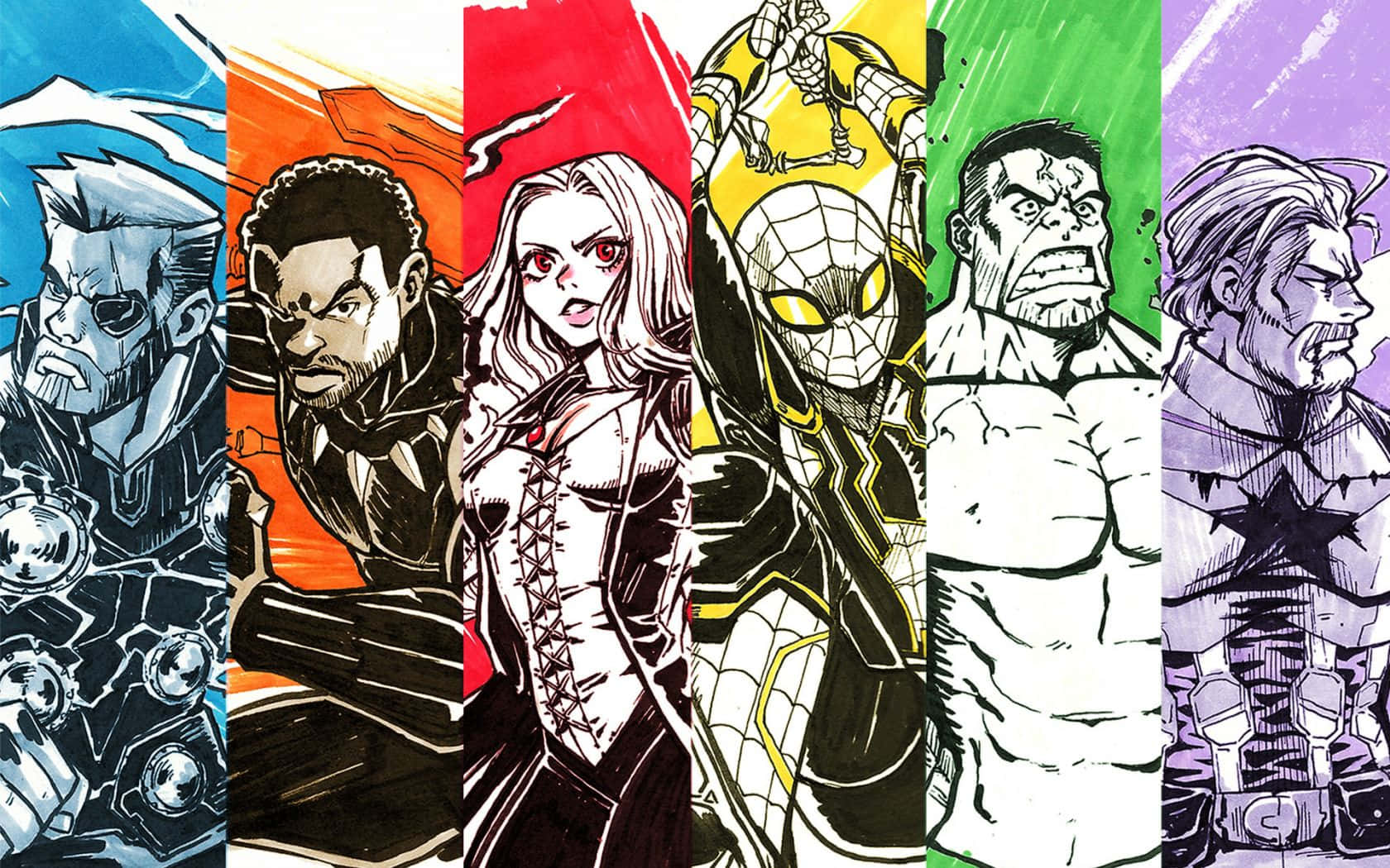 Avengersinfinity War Superhelden Collage Wallpaper