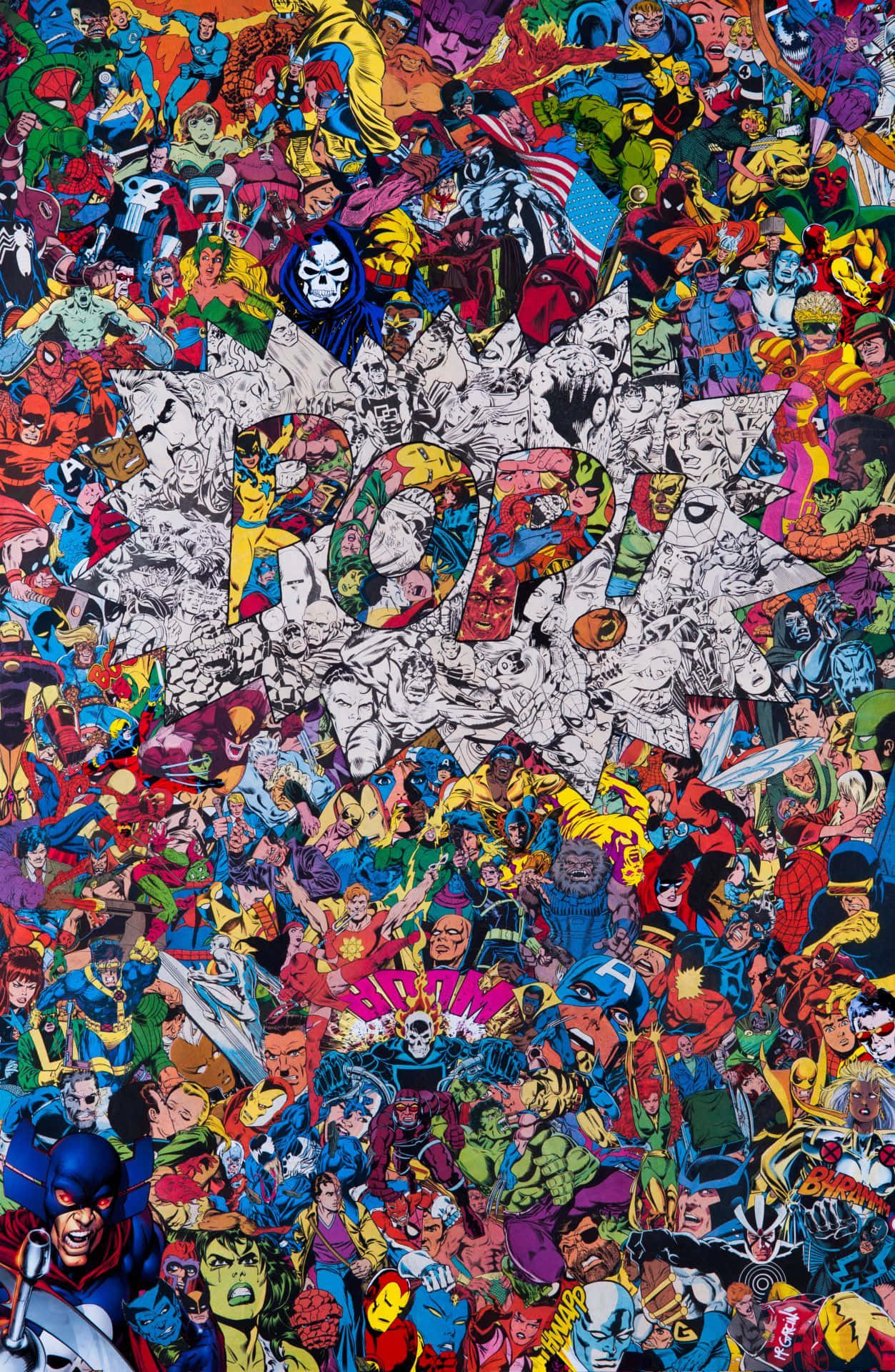 Marvel Pop Superhelte Kolage Tapet Wallpaper