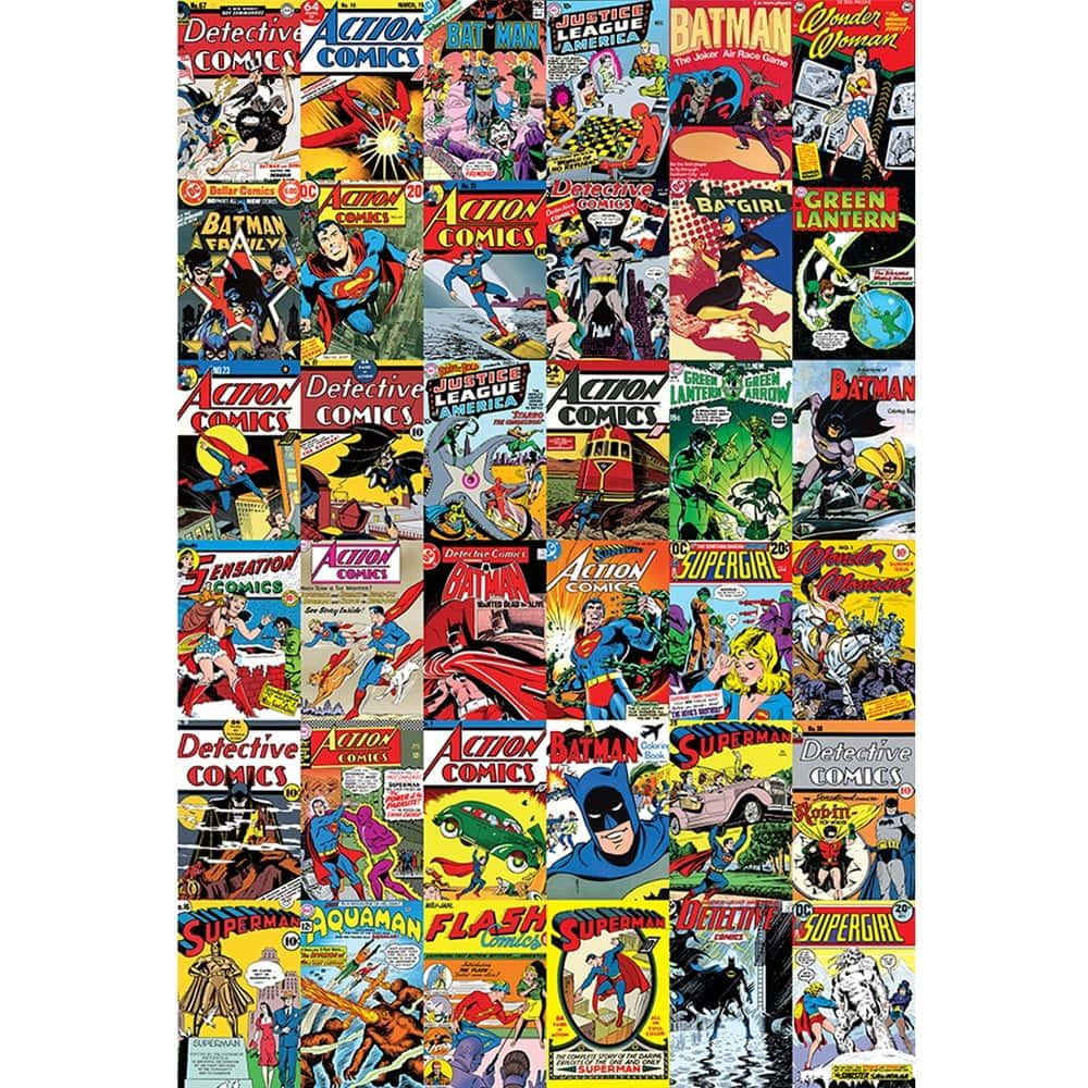 Detective And Action Comics Superhero Collage Wallpaper