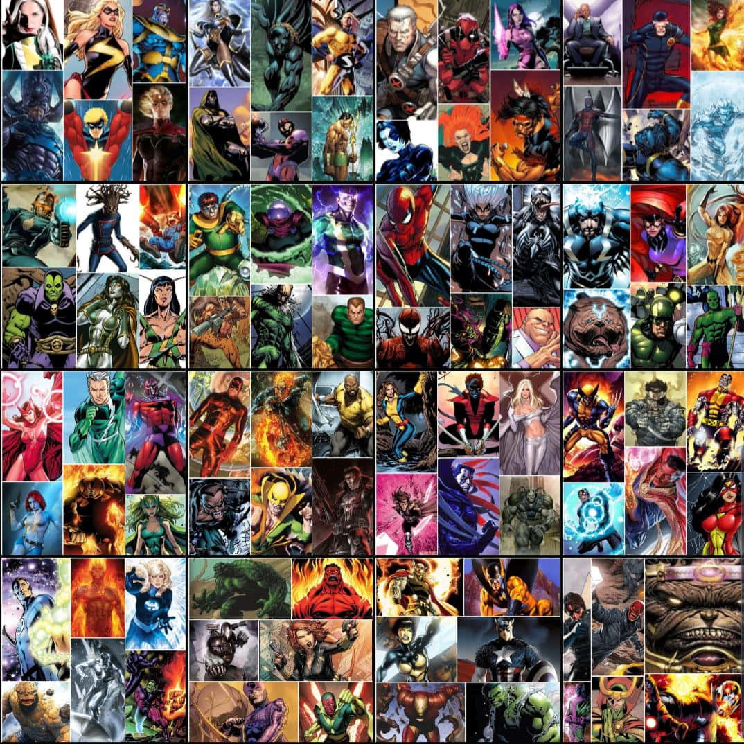 Collagedi Mutanti E Supereroi Comici Sfondo