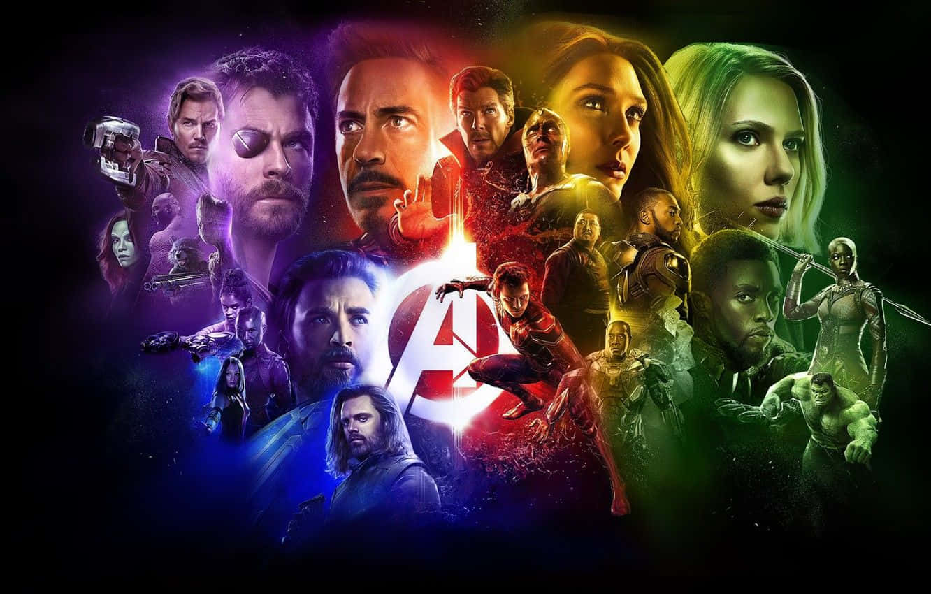 Azionedal Vivo Del Collage Di Supereroi Degli Avengers Sfondo