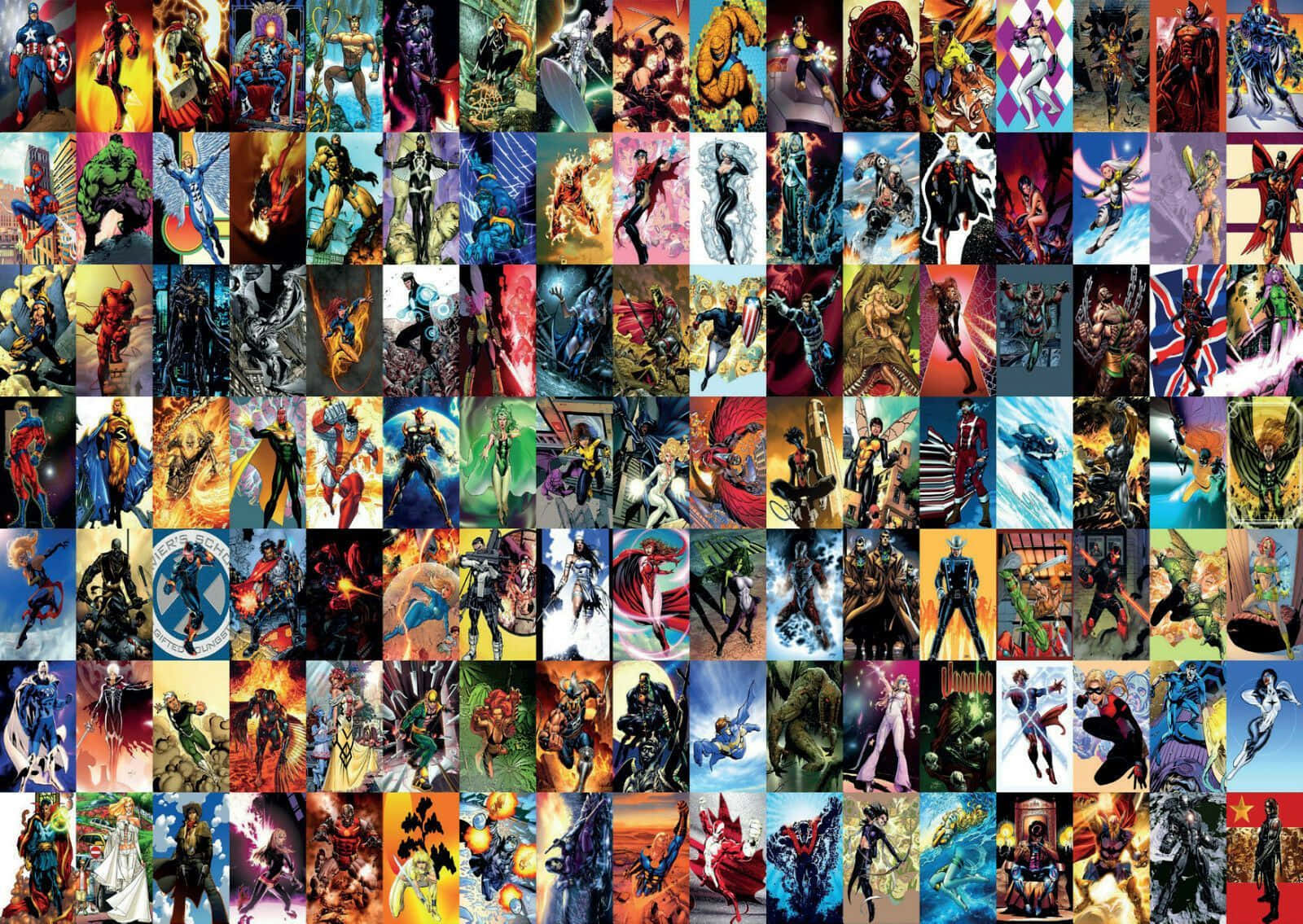 Diseñoclásico De Un Collage De Superhéroes De Marvel. Fondo de pantalla