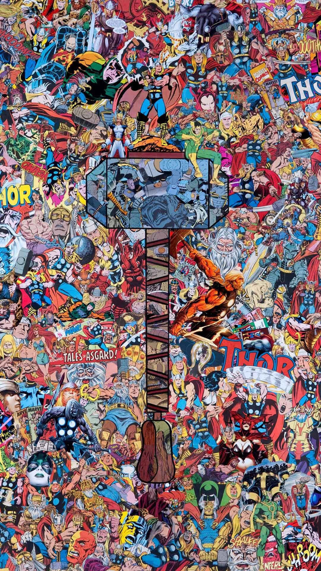Kraftfullathor Superhjälte-collage Wallpaper