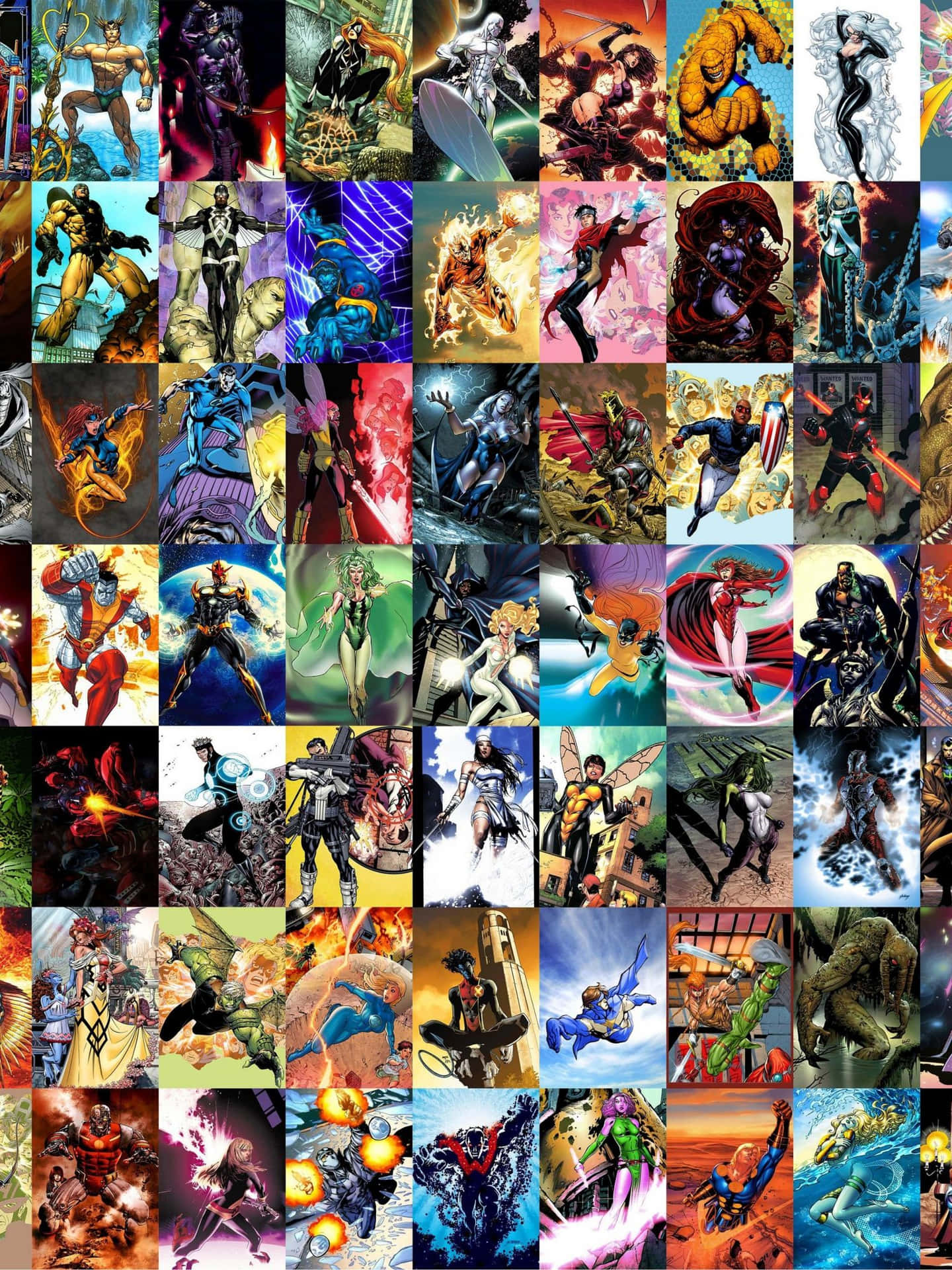 Mini Cards Of Marvel Superhero Collage Wallpaper