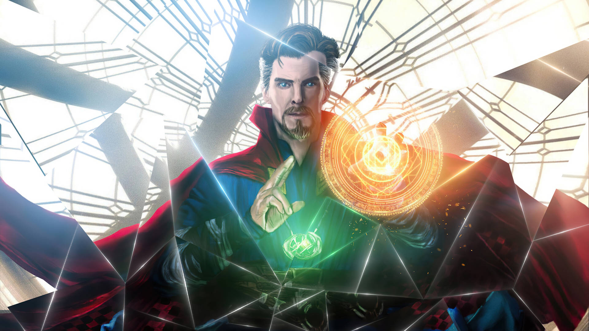 Superhero Doctor Strange Broken Glass Illustration Wallpaper