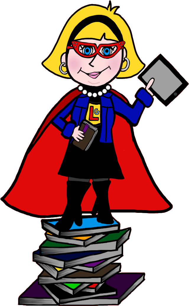 Superhero Librarian Cartoon PNG