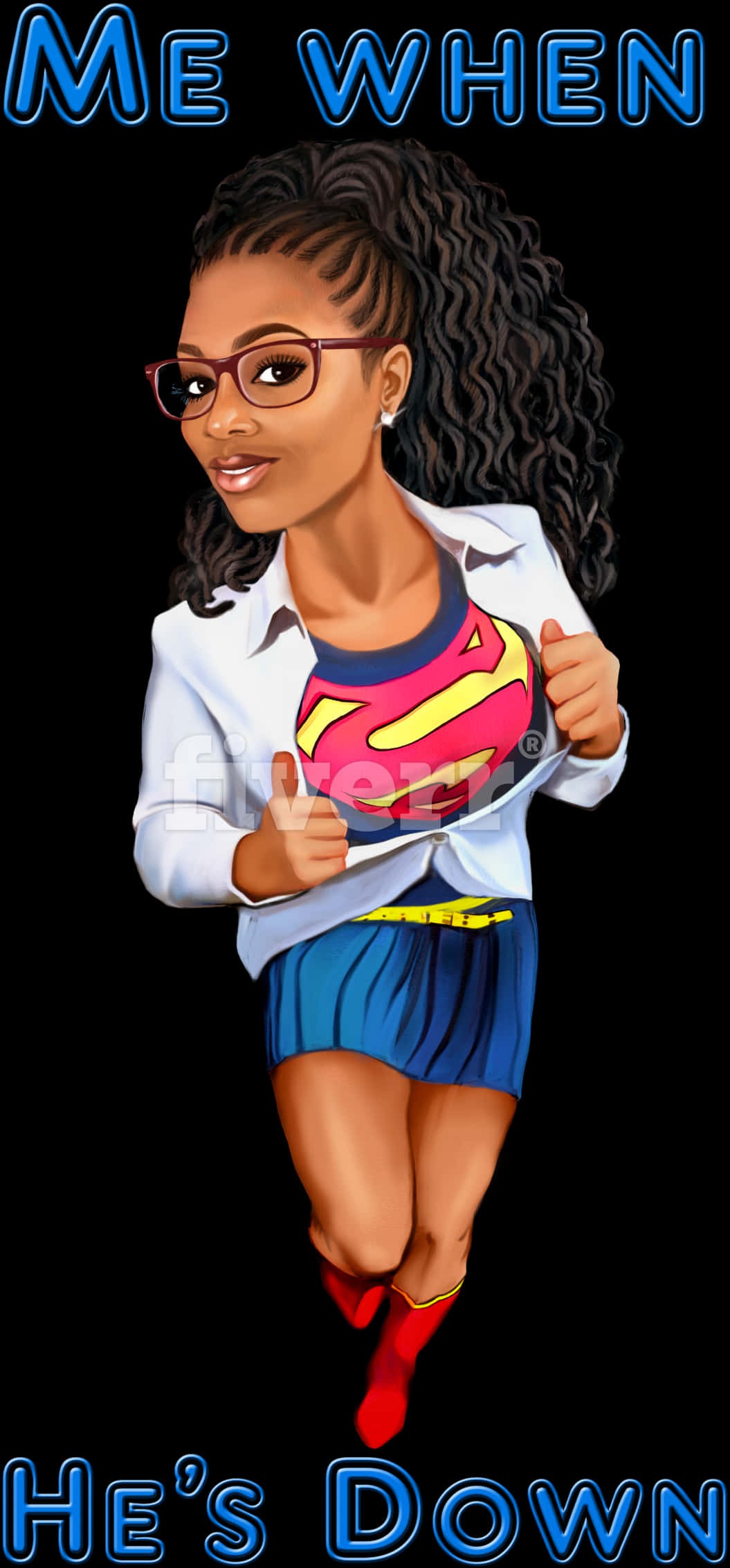 Superhero Reveal Caricature PNG