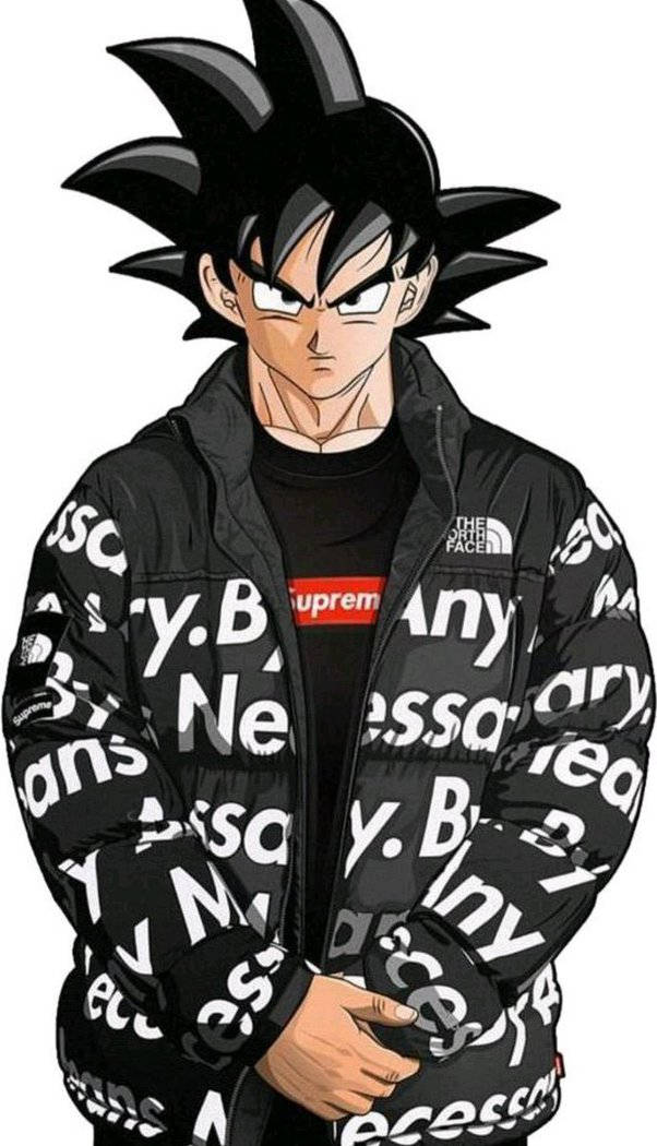 Superhelte Supreme Goku i sort jakke tapet Wallpaper
