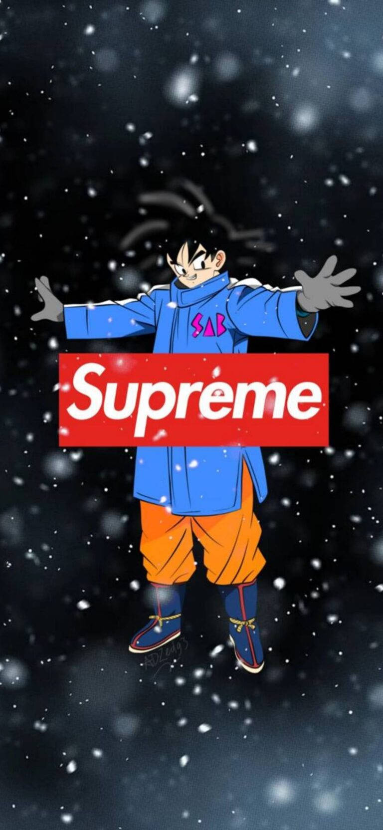 Superhelten Supreme Goku i blå frakke tapeter. Wallpaper