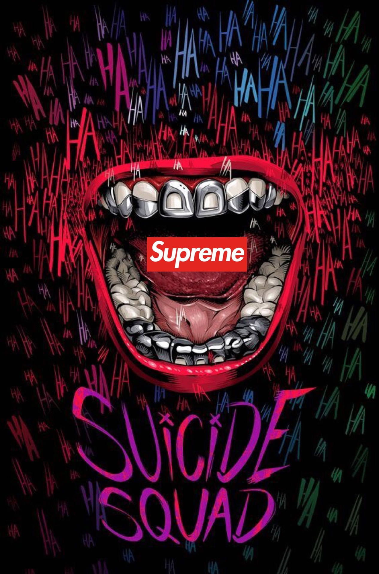 Superhero Supreme Suicide Squad Joker Mouth Wallpaper