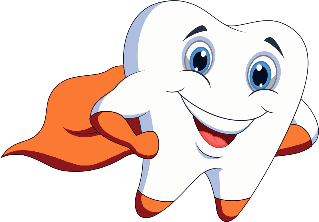 Superhero Tooth Cartoon Character PNG