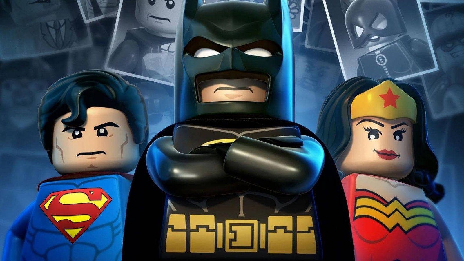 Superhero Trio In The Lego Batman Movie Background