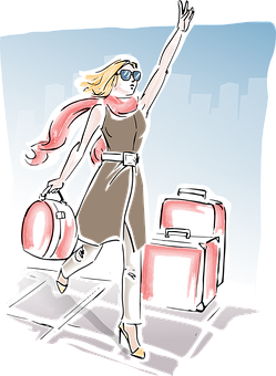 Superheroine In City Illustration PNG