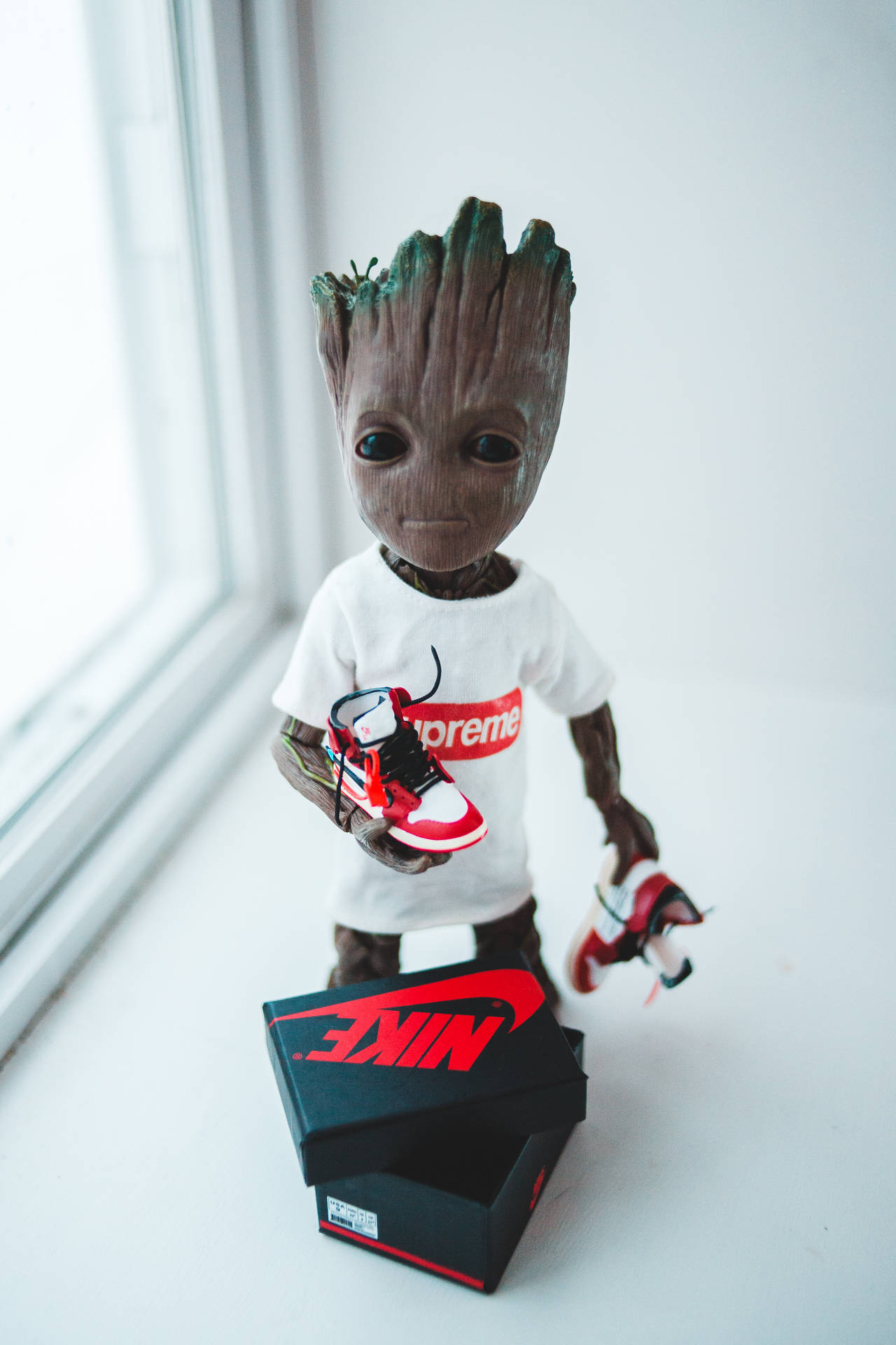 Superior Groot With Supreme And Nike Wallpaper