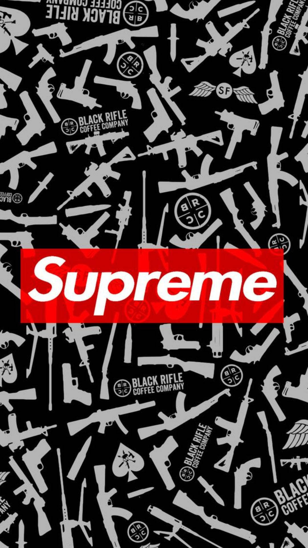 Superior Supreme Logo Gun Pattern Wallpaper