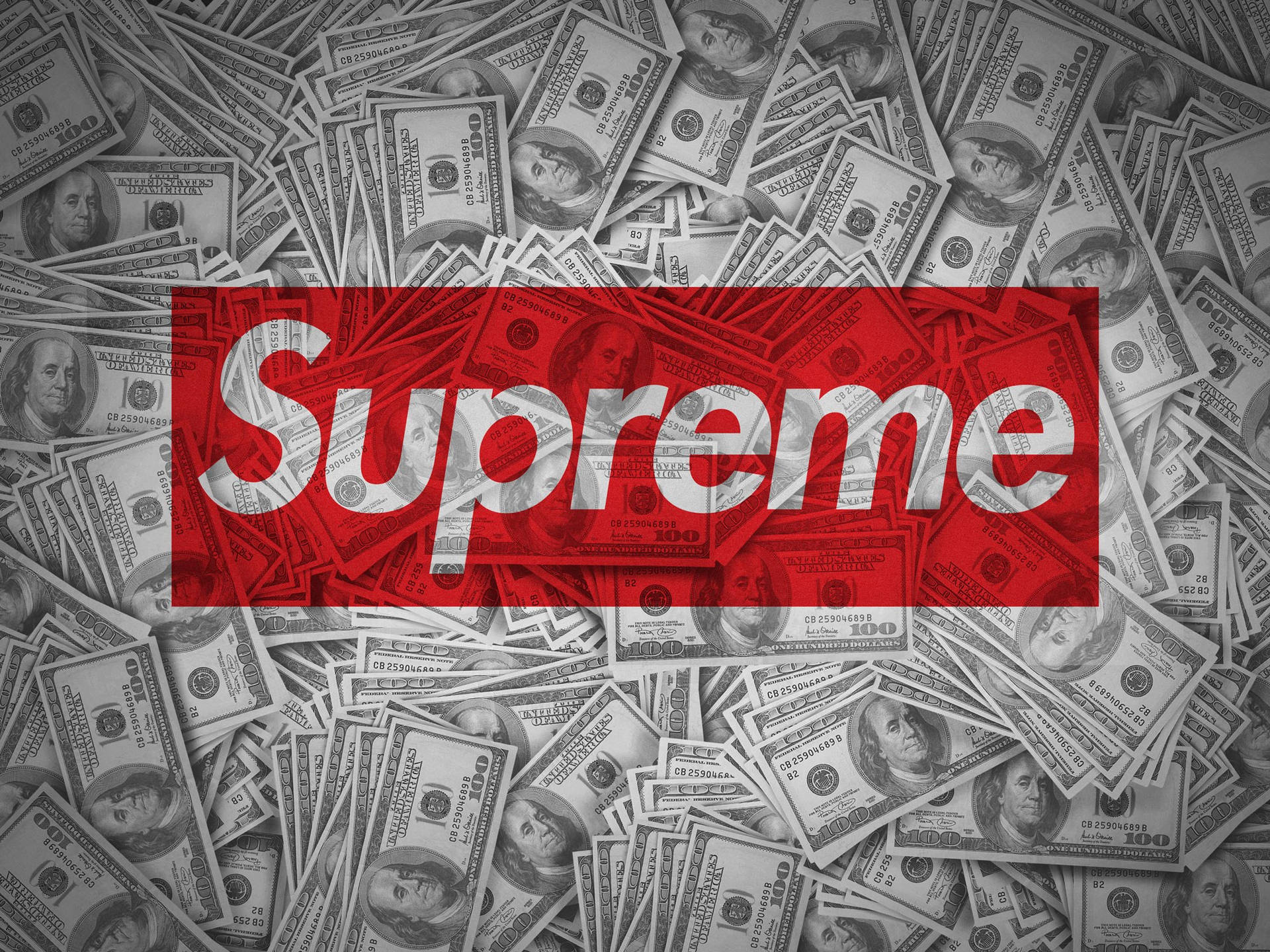 Superior Supreme Logo On Dollar Bills Wallpaper