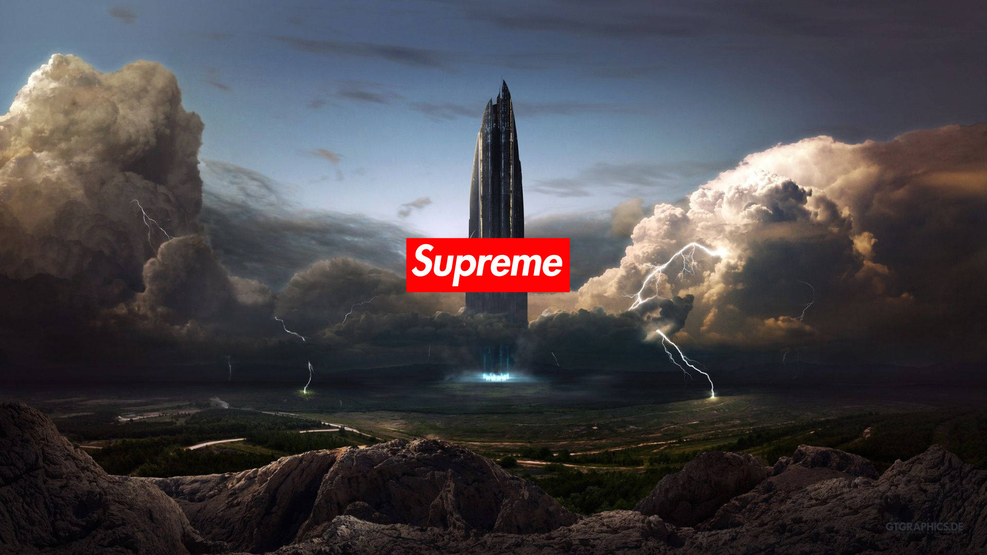 Superior Supreme Logo With Rocket Ship Wallpaper