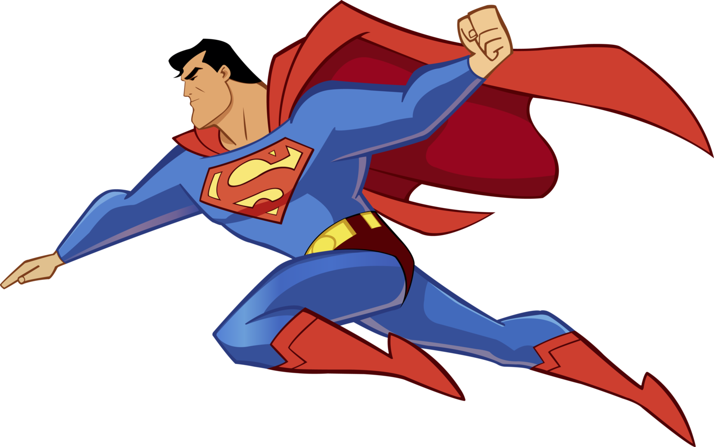 Superman Flying Animated Illustration PNG
