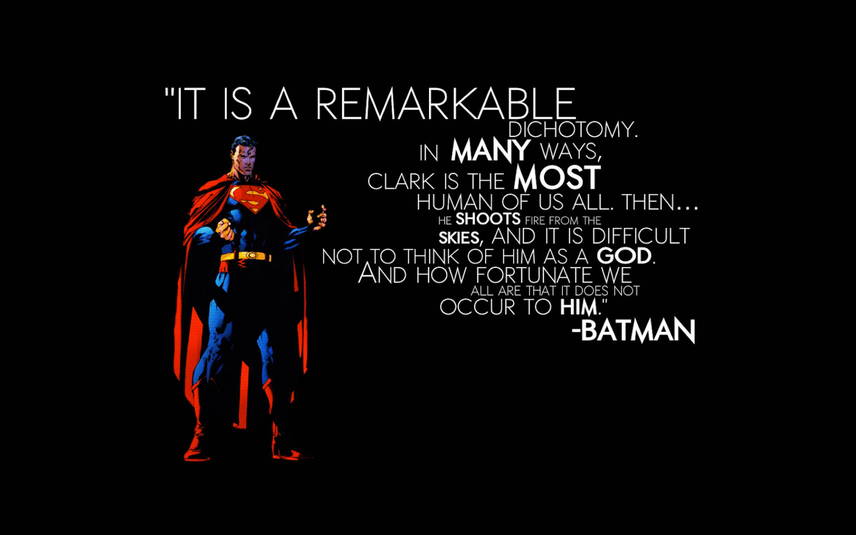 Superman og Batman citater på en sort baggrund Wallpaper