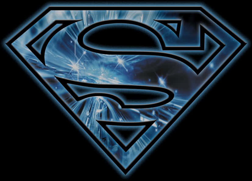 Superman Logo Blue Energy Background PNG