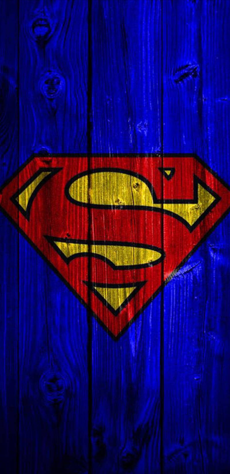 Superman Symbol Iphone Blue Wood Wallpaper