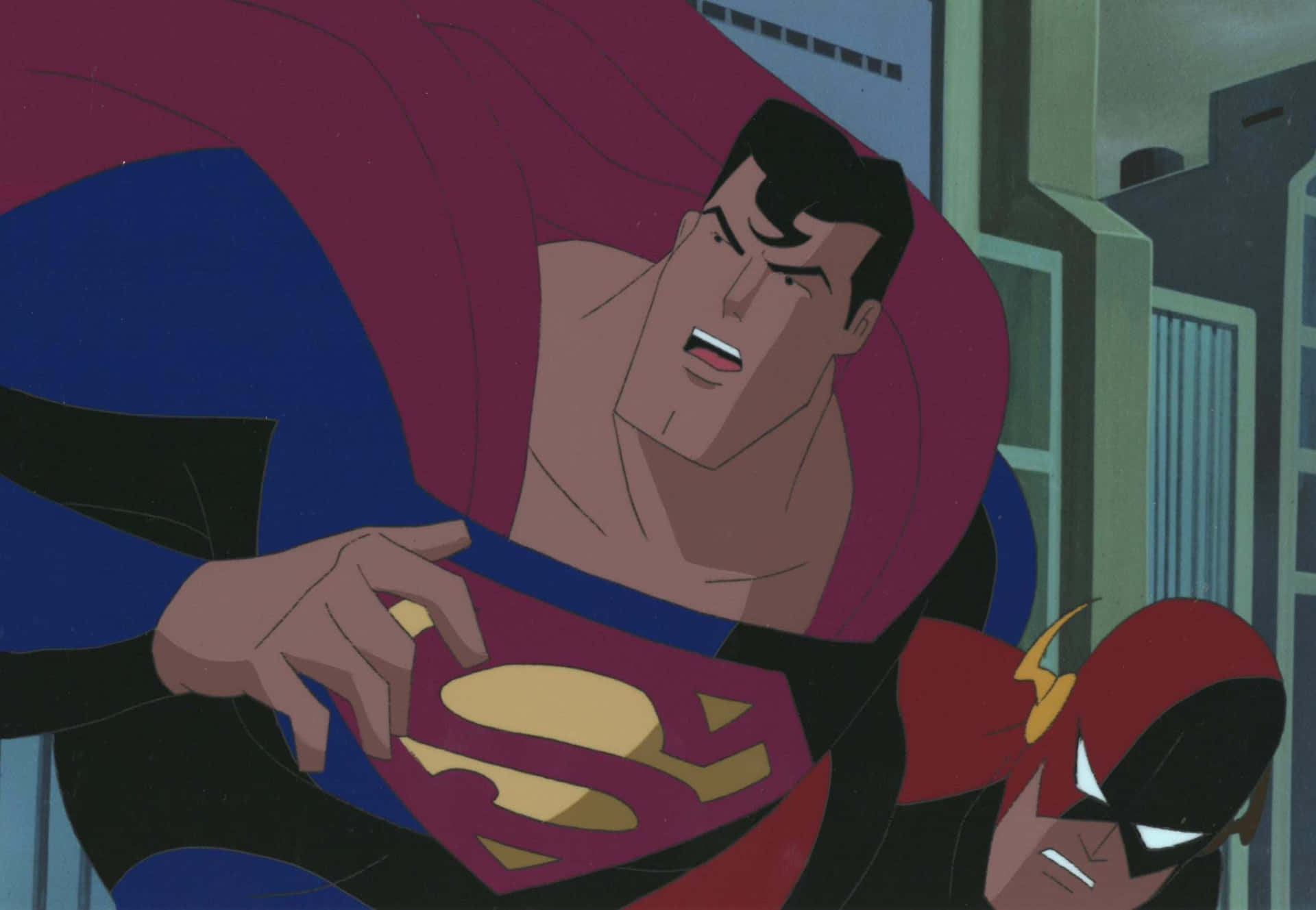 Superman takes flight in Superman: The Animated Series Wallpaper