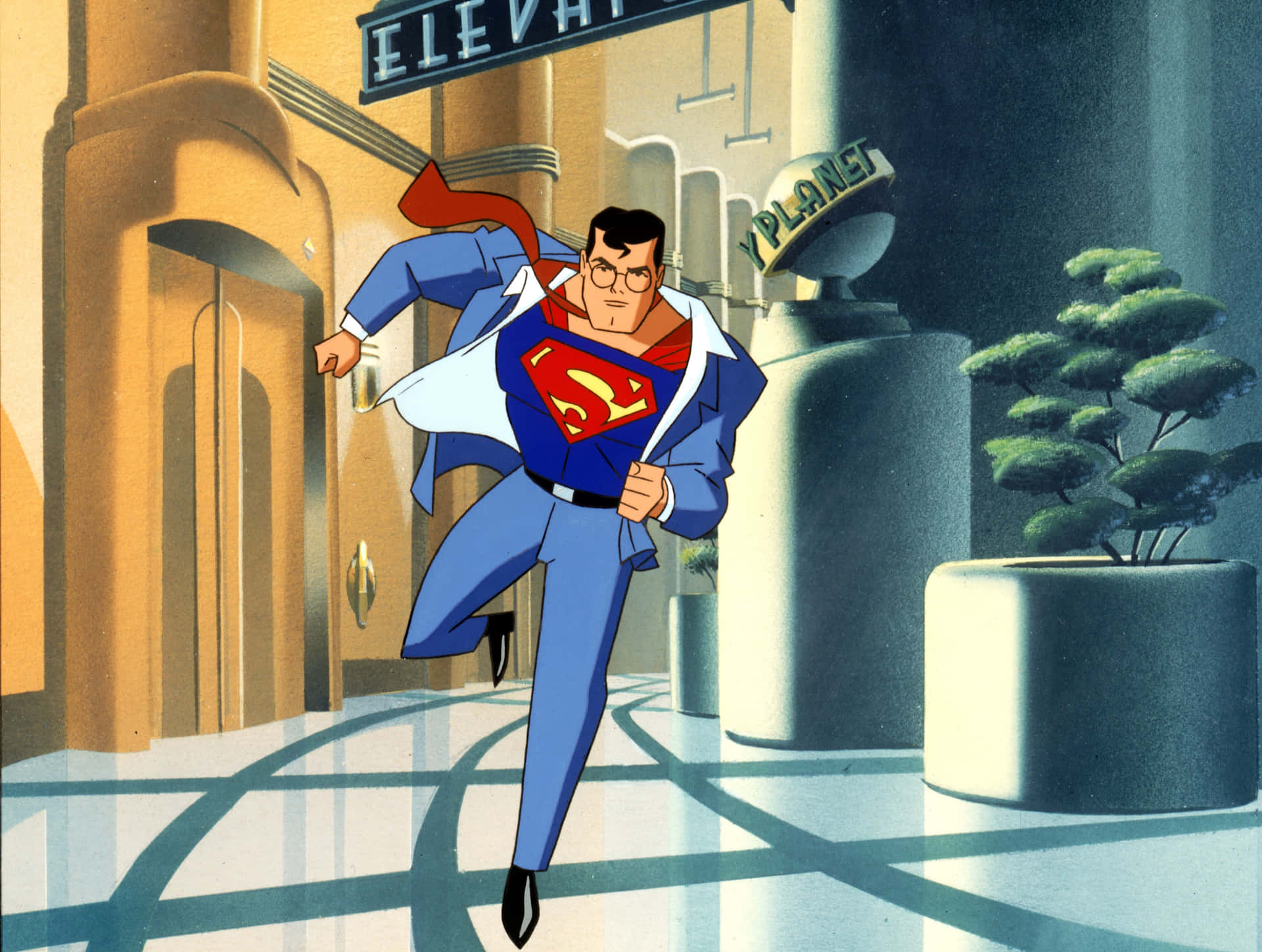 Action-packed scene from Superman: The Animated Series Wallpaper