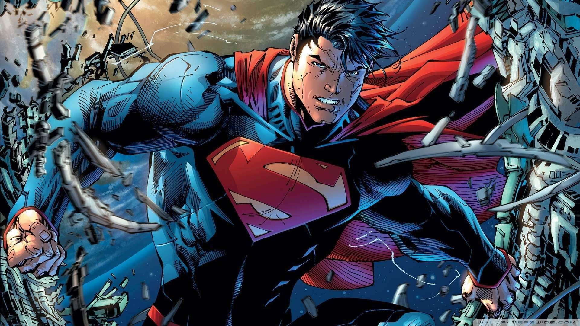 Superman Soars with Unstoppable Strength Wallpaper