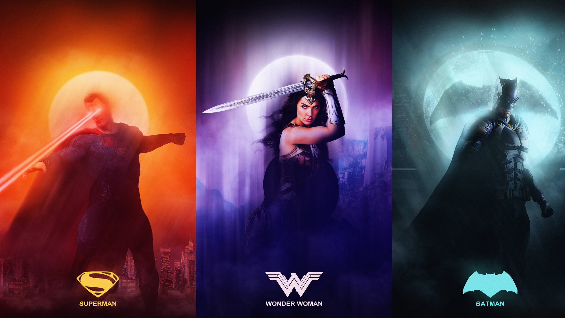 Superman, Batman and Wonder Woman Wallpaper