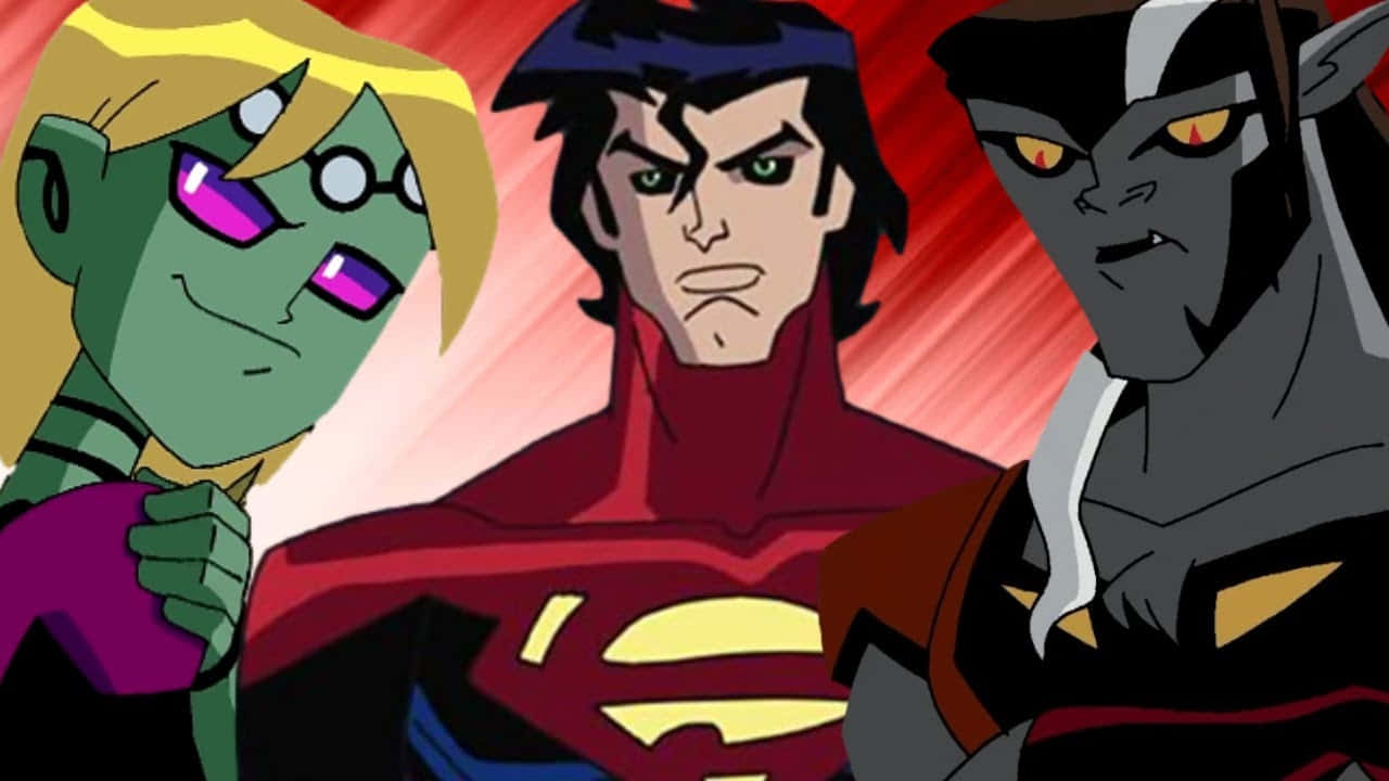 Superman X Brainiac And Timber Wolf Legion Of Super Heroes Wallpaper